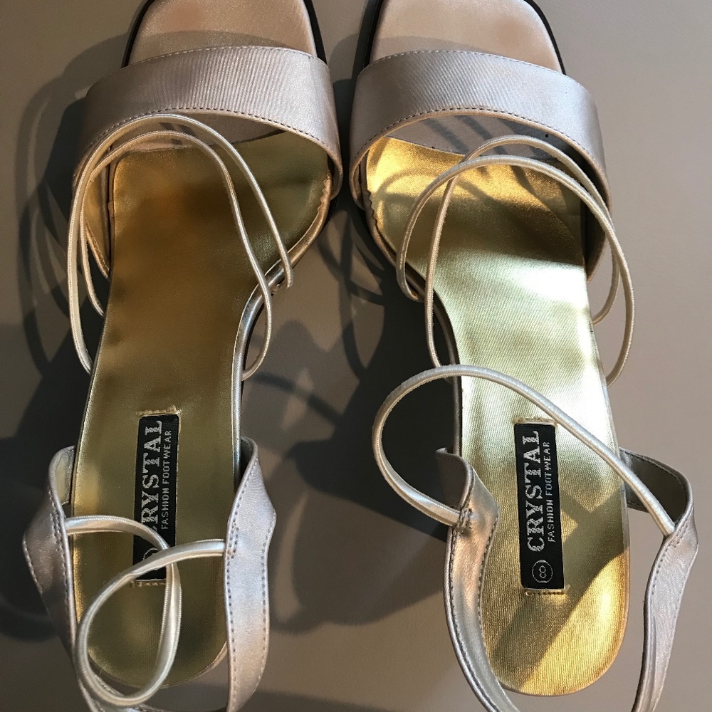 Champagne Satin Dress Sandals